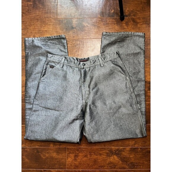 Vintage Polo ralph lauren Y2K Gray shinny metallic 18” carpenter Pant 34x34 USA - Picture 1 of 8